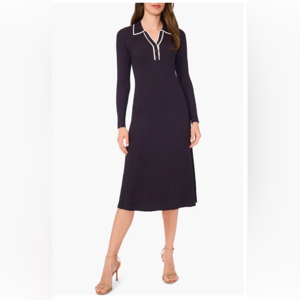 Nordstrom Halogen Contrast Trim Long Sleeve Sweater Dress XS